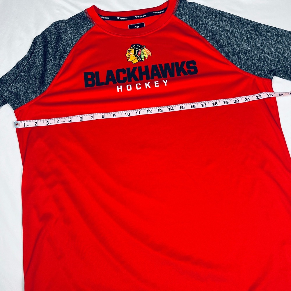Fanatics Chicago Blackhawks Hockey Shirt Mens XL Red Grey Raglan Long Sleeve NHL - Picture 5 of 8